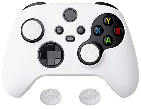 PlayVital Cover Silicone per Xbox Series X S Controller,Custodia Joystick Skin Protettiva Antiscivolo con Copri Levette Analogiche-Bianco