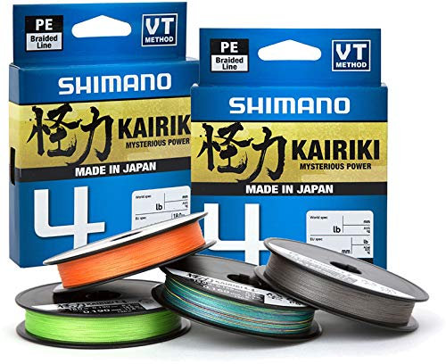 SHIMANO Kairiki 4, Geflochtene Angelschnur, 4-Fach, 150m, 0,19mm, 18,0lb, 11,6kg, Orange, LDM54TE1819015H