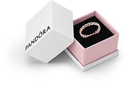 PANDORA Moments 14K Gold-Plated Band of Hearts Ring | Rose Gold Heart Ring, Open Band of Hearts Stacking Design, Hand-Finished 14k Rose Gold-Plated Gift, Wear Alone or Stacked