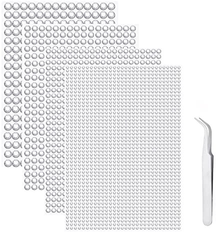 iJiZuo 1792 Pièces Strass Autocollant Diamant, Autocollants Acryliques Auto-Adhésifs, 4 Feuilles Strass Autocollants pour Décoration, pour DIY Visage Maquillage Décoration - 3mm 4mm 5mm 6mm,Argent