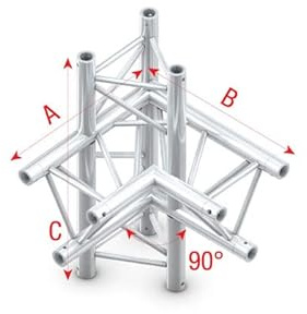 Milos Pro-30 Triangle F Truss - T-Cross 3-way vertical, apex up - 50 cm ATF37sp - 90° corner - silver - F