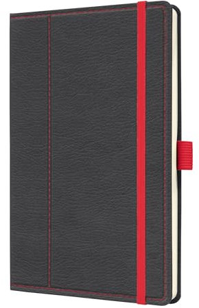Sigel CO695 Notizbuch A5 dotted, Leder-Look grau, rot, Hardcover, 194 nummerierte Seiten, nachhaltiges Papier, mit Inhaltsverzeichnis, Stiftschlaufe, Falttasche, Conceptum