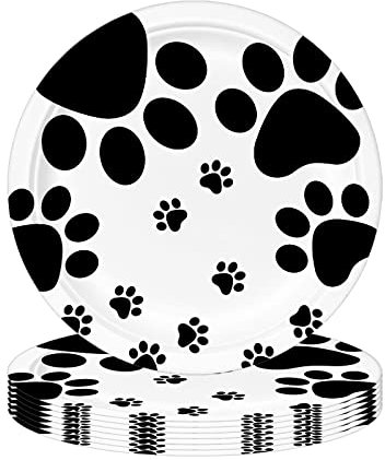 POPOYU 16P Jungle Safari Animal PartyDog Print Paper Plates 7 inchJungle Animal PartyDisposable Paper PlatesJungle Theme Party TablewareDecorations Set for Kids Jungle Safari Reptile Party Supplies