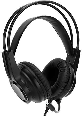 Topiky Over Ear Gaming-Kopfhörer, Kabelgebundene Mikrofon-Kopfhörer Gaming-Headset Head-Mounted Earphone Desktop-Headset für Computer-Laptops und Mehr (Schwarz)