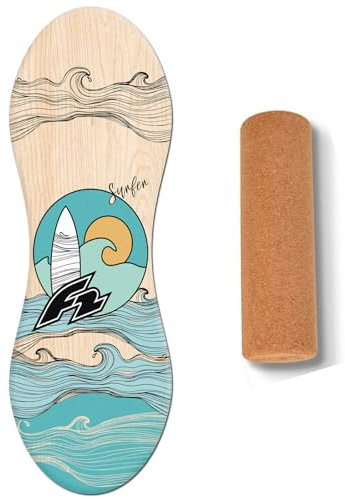 F2 BALANCE BOARD PEANUT 32 x 86 CM ~ BALANCIERBOARD BALANCIERBRETT HOLZ + ROLLE