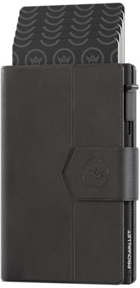 ProWallet Plus - Portacarte - 8 carte, banconote e monete - Portacarte con cerniera - RFID - Piccolo porta carte di credito - Portafoglio elegante (Nero)