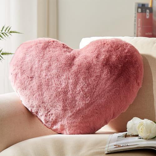 YRXRUS Cuscino a forma di cuore, rosa antico a forma di cuore, per interni ed esterni, decorazione per la stanza, cuscini per regali, camera da letto, soggiorno e divano dei bambini, cuscino 35,5 x 43
