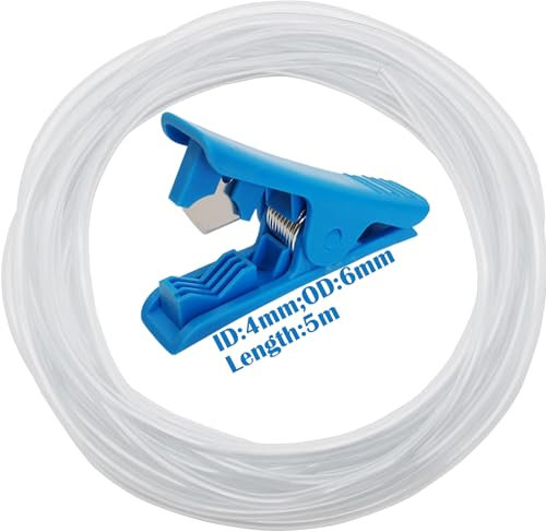 Tuyau PVC, CESFONJER Tuyau Transparent 4mm ID*6mm OD, Tube Flexible, 5 mètres, avec 1 coupe-tube