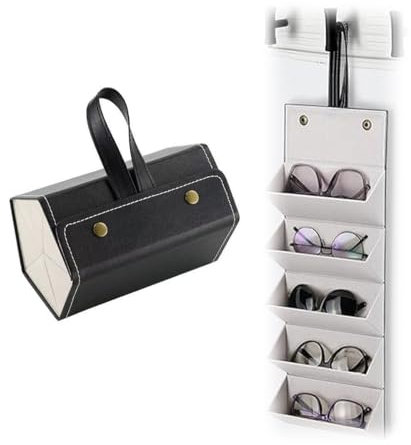 lohill Brillenaufbewahrung Mehrere Brillen Reise Brillenbox Sonnenbrillen Brillenorganizer für 5 Brillen,Tragbar Brillenetui für Damen Herren