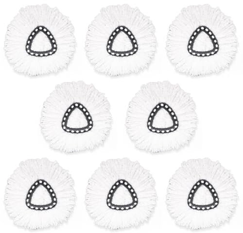 8 recambios de cabeza de mopa giratoria para Vileda, apto para mopa O-Cedar, reemplazo de fregona fácil de trenzar, almohadillas para orejas de repuesto triangulares de microfibra, color blanco (8