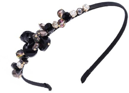 IYOU Retro Strass Haarband Kristall Schwarz Haarbänder Party Geburtstag Haarschmuck für Frauen und Mädchen