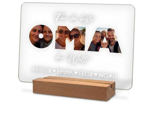 Geschenke für Oma personalisierte Nachtlampe mit Foto und Namen als Geschenk für Oma und Opa zum Geburtstag