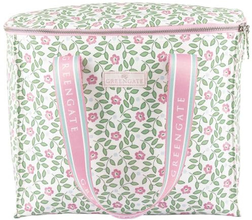 GreenGate Kühltasche Lotta Weiß Grün Blumen Isoliertasche Picknick