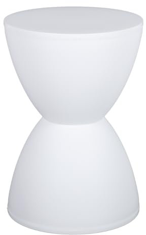 TOPINCN Kleiner Schwarzer Trommel-Beistelltisch aus Kunststoff, Sanduhr, Moderner Runder Outdoor-Hocker für Kaffee, Terrasse, Innenbereich