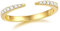 Macachii 925 Sterling Silver & 14K Gold Plated Adjustable Engagement Rings for Women & Girls, Hypoallergenic Open Finger & Thumb Rings with Cubic Zirconia, Mother Daughter Gifts