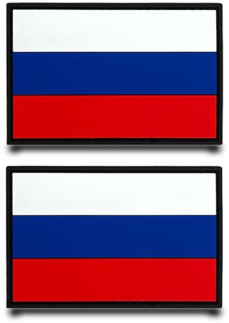 2 Stück PVC Russland Lustige Patch Abnehmbare Aufnäher mit Nylon 3D Taktische Flagge Patch Applikation für Kleidung Baseballkappe Taschen Jacke Rucksäcke Draussen Weste