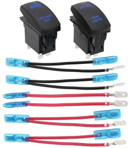 VGOL 2 Pièces DC 20A/12V 10A/24V 5 Broches Interrupteur à Bascule à Bascule pour Feu Arrière Modifié de Voiture 6 Cavaliers Adapté Aux de Course de Véhicules Tout-Terrain Interrupteur Lumière