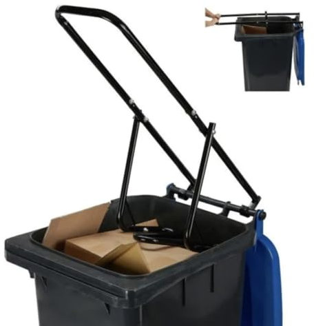 Wheelie Bin Rubbish Compactor Press, Household Trash Recycling Suit, Standard Trash Can Holder Crusher Black