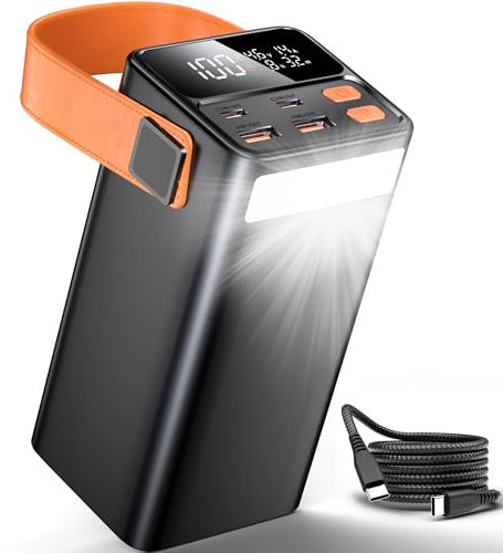 79800mAh Laptop Power Bank, PD 100W USB C & 30W USB Ports Fast Charging Portable Charger with 4 Outputs & 2 Inputs, Digital Display, LED Flashlight, Large Capacity Battery Pack for Smartphone, Laptop