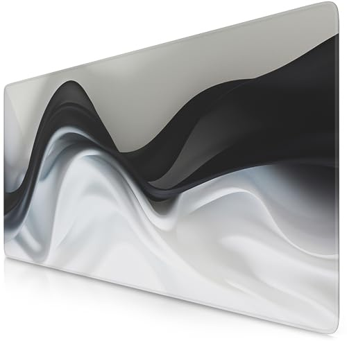 TITANWOLF Alfombrilla Gaming XXL para ratón 900x400, Mouse Pad, Precisión y Velocidad, Parte Inferior de Goma para una sujeción Estable, Antideslizante, Resistente al Agua, Modern Wave