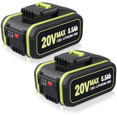 VANTTECH 2Packs WA3551 20V 5.5Ah Li-ion Battery Replacement for Worx 20V Battery WA3551 WA3551.1 WA3553 WA3553.2 WA3641 WG629E WG546E WU268 WX166.4 Compatible with Worx 20V Cordless Power Tools