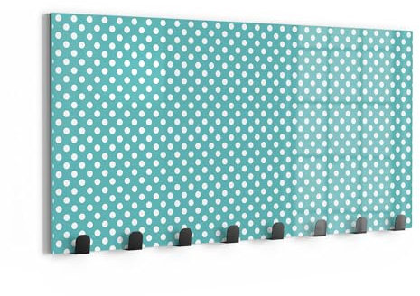 DEQORI Wandgarderobe Glas & Metall | Motiv Türkise Harmonie | 60x30 cm | Design Haken-Leiste modern | Garderoben-Paneel für Flur, Wohnzimmer & Schlafzimmer | magnetisch & beschreibbar