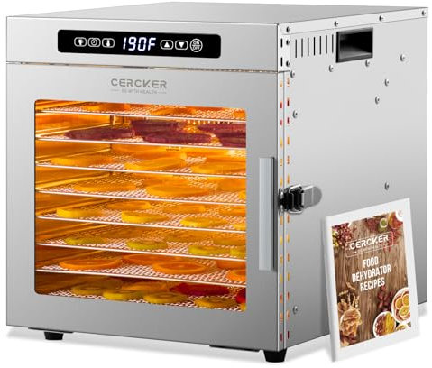 Food Dehydrator Machine, 9 Stainless Steel Trays, 1000W Fruit Dehydrator, 7.7 Square Feet Meat Dehydrator for Mint, 190ºF Temperature Control,