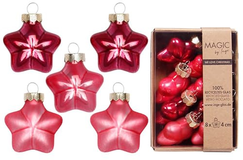 Christbaumschmuck Sterne 4cm Glas 8 Stück - matt & glänzend - Kleine Christbaumkugeln für Weihnachtsbaum - Weihnachtskugeln & Weihnachtsbaumschmuck zu Weihnachten - Gentle Pink