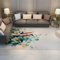 UERWOWELL Aquarell Kunst Bereich Teppich Teich Seerose Fisch Waschbare Teppiche für Wohnzimmer Moderne rutschfeste Teppiche für Schlafzimmer Kinderzimmer Dekor 60x120cm