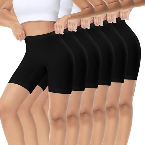 IceReco Pantaloncini Ciclismo Donna Estivi Leggins Sportivi Corti Shorts Boxer Ciclista Ciclisti Fitness Biker Yoga Corsa Palestra Allenamento Atletico Antisfregamento Cotone Pacco da 6 Nero Neri M