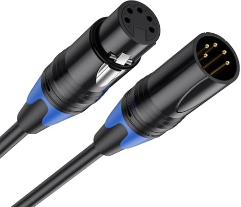 Hanprmeee 5 PIN XLR DMX Cable Adapter, DMX512 5PIN DMX Female to Male 5-PIN DMX Cable for Moving Head Light, par Light, Spotlight (3M)