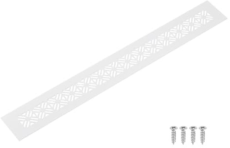 sourcing map Rejilla de ventilación rectangular de aleación de aluminio, 400 x 50 mm, con tornillos de montaje para puerta, armario, color blanco