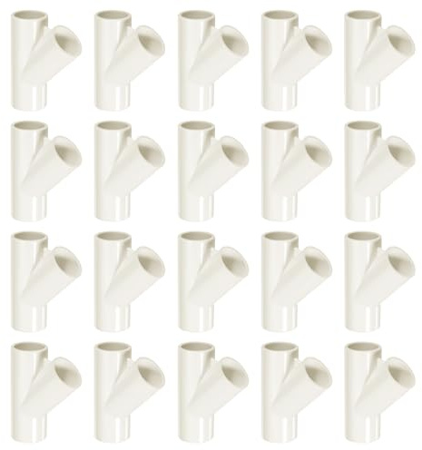 QUARKZMAN 20 Pz Raccordo PVC 3 Vie 45 Gradi 1 0.8 Connettori PVC Bianco | Gomito PVC Raccordi per Tubi PVC Giunto PVC Mobili Angolari Connettore, per Fai da Te Giardino Supporto Struttura