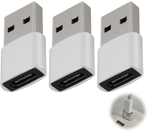 USB C to USB A Adapter 3-Pack, Type C Female to Male Converter, High-Speed Data Transfer for Apple Watch, Mac, iPhone, iPad, Galaxy - Compact and Durable Design