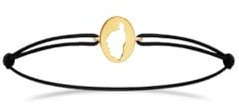 TALISMAN JEWELLERY Bracelet en Plaqué Or 3 microns 18 carats avec cordon noir ajustable - Île de Corse, Corsica (11 MM x 14 MM de pièce)