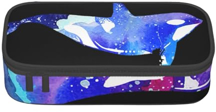 AABBfdg Großes Fassungsvermögen, Orca-Killer-Wal-Federmäppchen, Make-up-Tasche, Federmäppchen, Bürobedarf, College-Essentials, Schwarz , Einheitsgröße, Taschen-Organizer