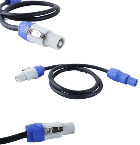 Ausi Cable de alimentación PowerCon CA 12 AWG, cable de extensión de 3 pines para luces de cabeza móvil, luces de escenario, equipos de audio y video, y más.