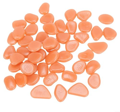 Lot de 50 galets phosphorescents pour éclairage d'aquarium et de jardin, pierres en résine sûres pour cour, terrasse, aquarium, parterres de fleurs et bordures de piscine (orange)