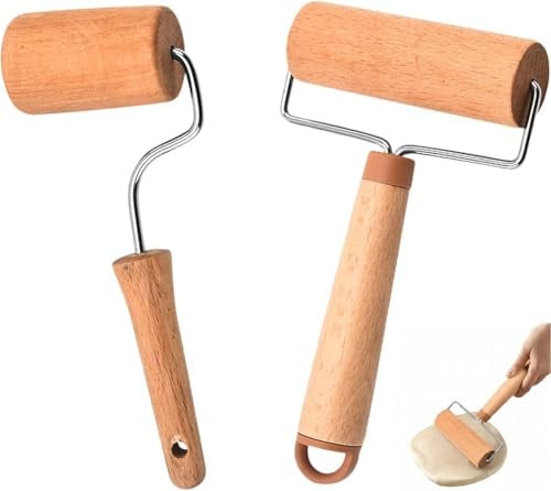 VGECEE 2 Stücke Nudelholz Teigroller Holz, Kleine und Mittlere Teigrolle | Teigausroller Holz Pizza Teigroller Holz T-förmige Rollstab Geeignet zum Ausrollen von Teig mit der Hand, Pizza, Desserts