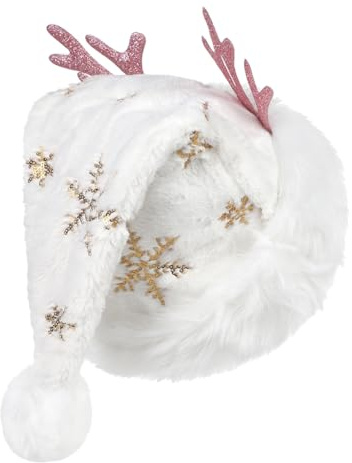 Weihnachtsmütze mit Rentier Geweih Süß Wintermütze Damen Weihnachten Plüschmütze Weihnachts Geweihmütze Weihnachtsmann Mütze Rentiermütze Winter kältebeständig Damenmütze für Weihnachten Neujahr