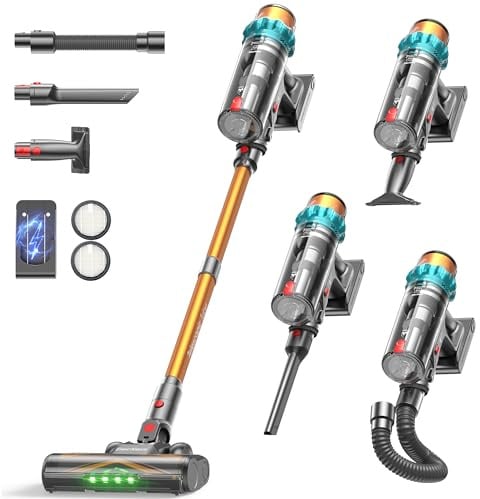 ElecKeys Aspirateur sans fil pour la maison, 650 W, 55 kPa, forte puissance d'aspiration, 70 minutes d'autonomie, aspirateur auto-stable avec écran tactile, anti-enchevêtrement pour poils d'animaux