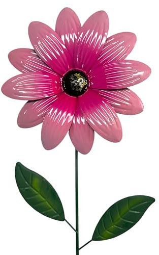 naninoa Gartenstecker Blume 90cm | Gartendekoration Blumenstecker Dekoration Pink
