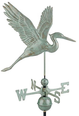 Ideal-1971p Graceful Blue Heron Wetterfahne, poliertes Kupfer