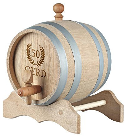 polar-effekt 3 Liter Holzfass Personalisiert mit Gravur - Geschenkidee zum Geburtstag für Männer/Frauen - Eichen-Fass für Whisky oder Wein - Motiv Jubiläumskranz