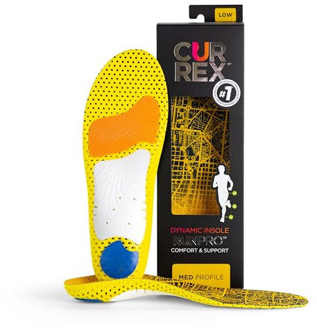 CURREX RunPro Sohle – Entdecke Deine Einlage für eine neue Dimension des Laufens, Dynamische Einlegesohle, Gelb- Med Profile Gr.- EU 34.5-36.5/ XS