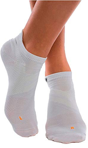 ZaTech Chaussettes courtes pour fasciite plantaire, chaussettes de compression, chaussettes de soutien, pour homme et femme (Blanc, M, 39-41)
