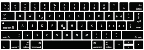 MMDW Housse de clavier en langue suisse compatible avec MacBook Pro 13 15 2019 2018 2017 2016 avec Touch Bar et Touch ID Modèle : A2159 A1989 A1706/A1990 A1707, version américaine et européenne