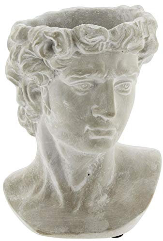 Lucky Winner Pflanzgefäß mit griechischem Statuenkopf aus Zement – einzigartige Skulptur, Blumentopf für drinnen und draußen, Heim- und Gartendekoration (22,9 cm)