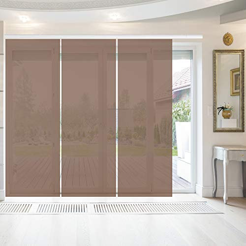 Bestlivings Flächenvorhang Elena 3er Pack (B x H) 60 x 260 cm inkl. Zubehör Dunkelbraun, transparenter einfarbiger Schiebevorhang, in vielen Farben