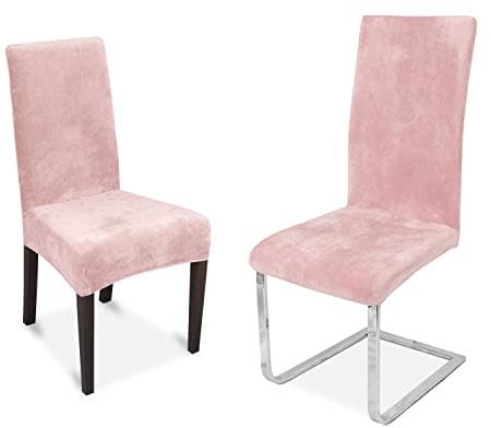 BEAUTEX Maya Samt Mirofaser Stuhlhusse, elastische Stretch Husse Bi-Elastic, Farbe wählbar, Altrosa-Hell